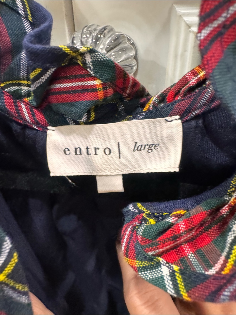 entro Navy Plaid Ruffle-Trim Top with Red & Green Tartan - Picture 3 of 4